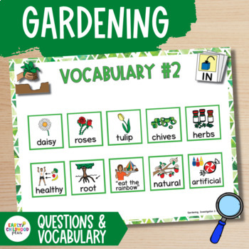 Preview of Gardening Study | Investigation Questions & Vocab for The Creative Curriculum