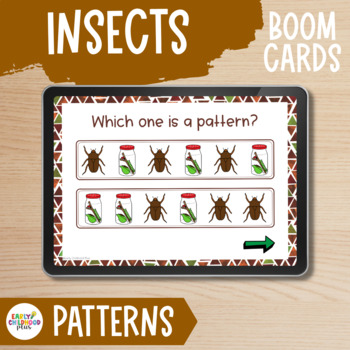 Preview of Creative Curriculum | Insects Study | BOOM Card | Recognize Patterns Game