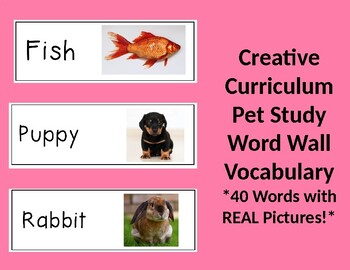 Preview of Creative Curriculum Pet Study - Word Wall Vocabulary