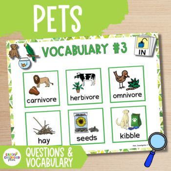 Preview of Creative Curriculum Pets Study | Investigation Questions Vocab | Digital & Print