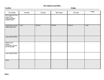 creative curriculum preschool lesson plan template tpt