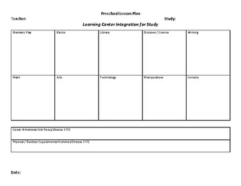 creative curriculum preschool lesson plan template tpt
