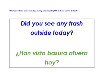 Preview of Creative Curriculum Reduce, Reuse, Recycle Study Question of the Day - Bilingual