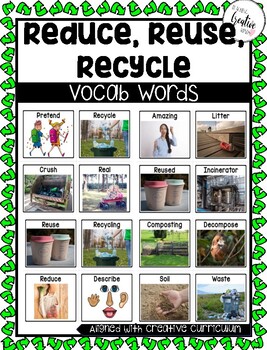 Preview of Creative Curriculum Reduce Reuse Recycle Vocab Words