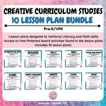 Preview of Creative Curriculum Studies Lesson Plan Bundle: 10 Studies
