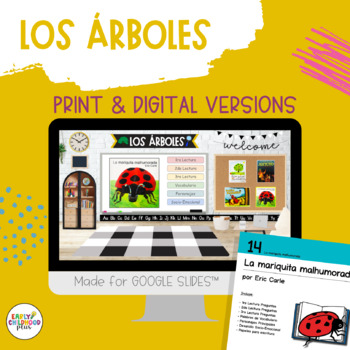 Preview of Creative Curriculum Trees Study | Grouchy Ladybug Book Discussion Cards SPANISH