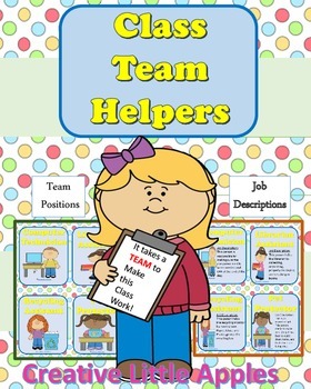Preview of Creative, Cute, and Fun!!! Classroom Responsiblities for Team Helpers!!