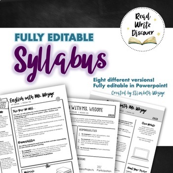 Preview of EDITABLE Syllabus Template | Creative Visual Syllabus | Different Options