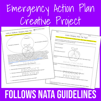 Preview of Creative Emergency Action Plan Project with NATA webquest
