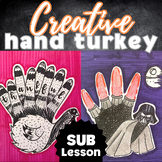 Creative Hand Turkey Sub Art Activity, Middle/High School,