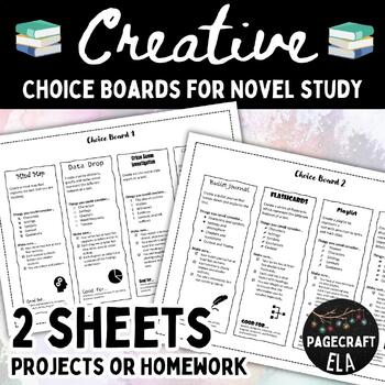 Preview of Project or Homework Choice Board | Any Novel | Literature Study