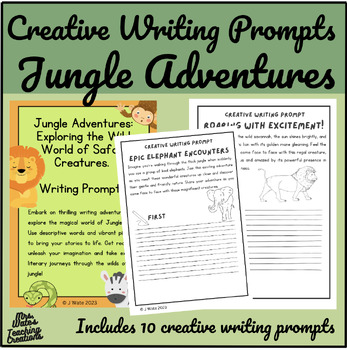 Preview of Creative Writing Prompts Worksheets - Jungle Adventures No Prep Templates
