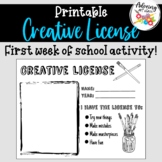 Creative License Back to School Activity