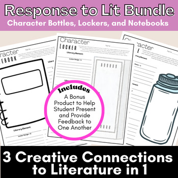 Preview of Creative Literature Response Bundle: Character Bottles, Lockers, and Notebooks