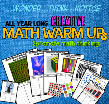 Preview of Creative Math Warm Ups K-5: 122 NO PREP Visual Thinking First Activities
