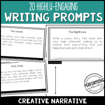 Preview of Writing Creative Narrative Writing Prompts for Grades 3, 4, 5 with Brainstorming