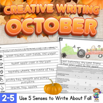 Preview of Creative Narrative Writing Activity for Halloween Using the 5 Senses 