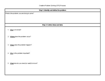 Preview of Creative Problem Solving (CPS) Planning Sheet