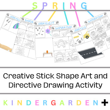 Preview of Creative Stick Shape Art and Directive Drawing Activity - Kindergarden plus