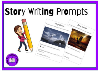 Preview of Creative Story Writing Prompts - Google Classroom editible version