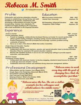 Creative Teacher Resume - Pick Me Template by 