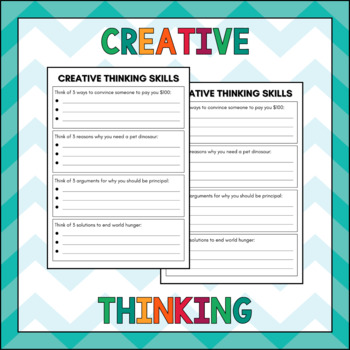 Preview of Creative Thinking Skills - Printable Worksheet