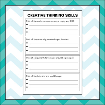 creative thinking skills worksheets