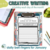 Creative Writing Activity January Bell Ringers Daily Holidays