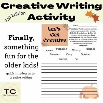 Preview of Creative Writing Activity (fall edition), Older Students, Warm-Up, Introduction