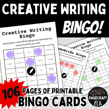 Preview of 106 Printable Creative Writing Bingo Cards for Devices and Techniques