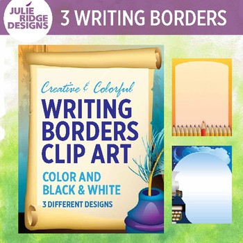 Preview of Creative Writing Borders Clip Art in Color & BW