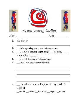 Preview of Creative Writing Checklist