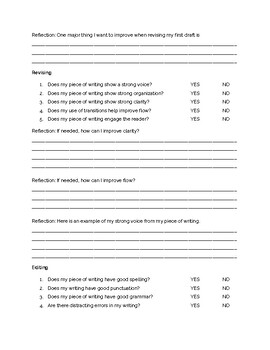 grade 9 creative writing checklist