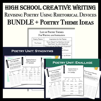 Preview of Creative Writing High School Poetry Unit BUNDLE with Poetry Theme Ideas