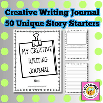 Preview of Creative Writing Journal-50 Unique Story Starters With Cover Page!