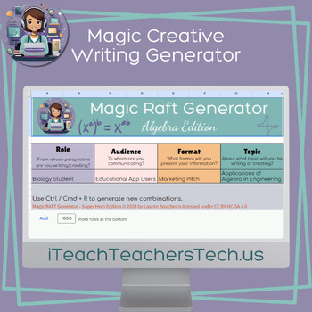 Preview of Creative Writing Magic Generator - Algebra Edition
