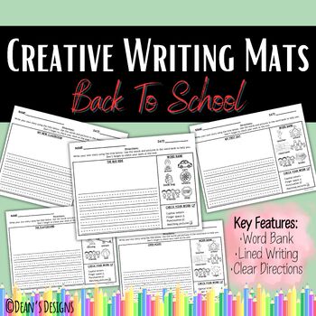Preview of Creative Writing Mats │ Back To School │ Writing Worksheets with Word Bank