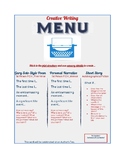 Creative Writing Menu