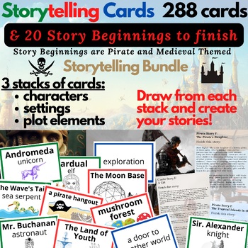 Preview of Creative Writing & Oral Storytelling Bundle of 288 Cards & 20 Story Beginnings