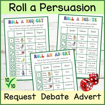 Preview of Creative Writing Fun Activity - Persuasive Genre - Roll a Story Style