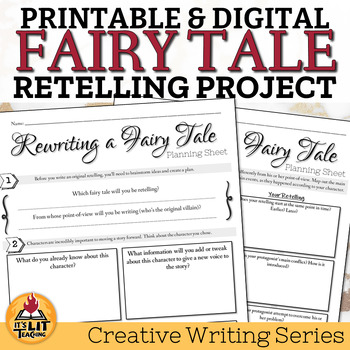 Preview of Creative Writing Project: Rewrite a Fairy Tale | Editable, Printable, & Digital