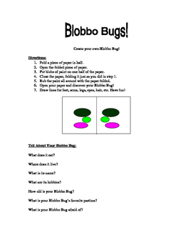 Preview of Creative Writing Prompt - Blobbo Bugs!