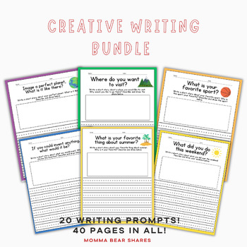 Creative Writing Prompt Bundle -TK-2nd Grade by Momma Bear Shares
