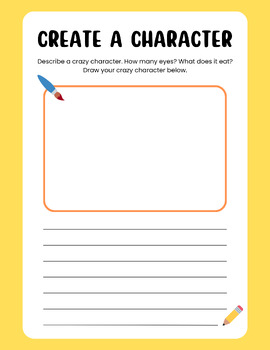 Preview of Creative Writing Prompt- Create A Character Worksheet
