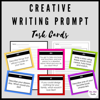 Creative Writing Prompt Task Cards and Writing Templates by msmeiteaches