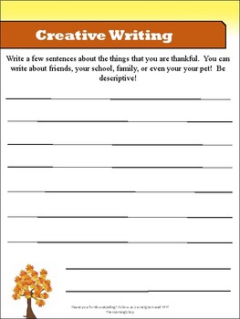 Creative Writing Prompt - Thanksgiving by The Learning Shop Resources