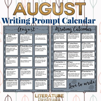Back to School Creative Writing Prompts for August by Literature Daydreams