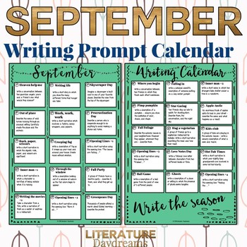 Back to School Creative Writing Prompts for September by Literature ...