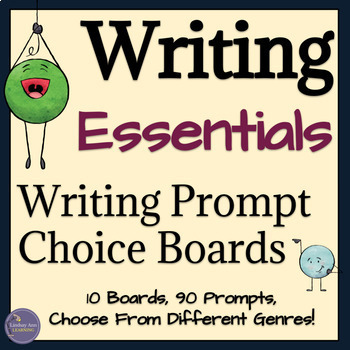 Preview of Creative Writing Prompts Choice Boards Writing Topics for High School English