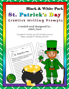 Preview of Creative Writing Prompts-St. Patrick's day-11 PROMPTS-Black&White